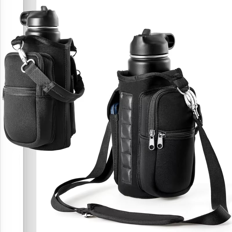 Bolsa magnética porta-garrafa preta para academia
